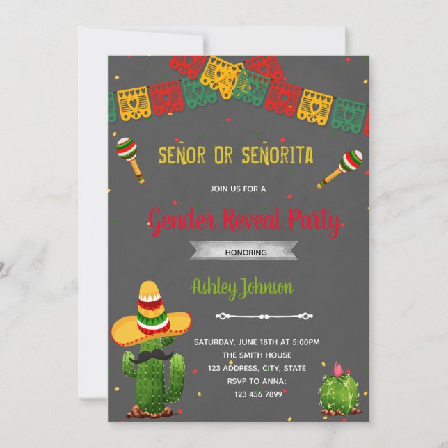 Señor Or Señorita Gender Reveal Invitation (Front)