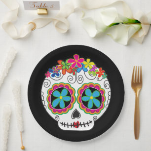 Señorita Calavera Day of the Dead Sugar Skull Paper Plates