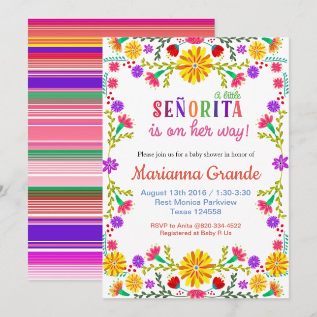 Senorita Fiesta Baby Shower Invitation (Front/Back)