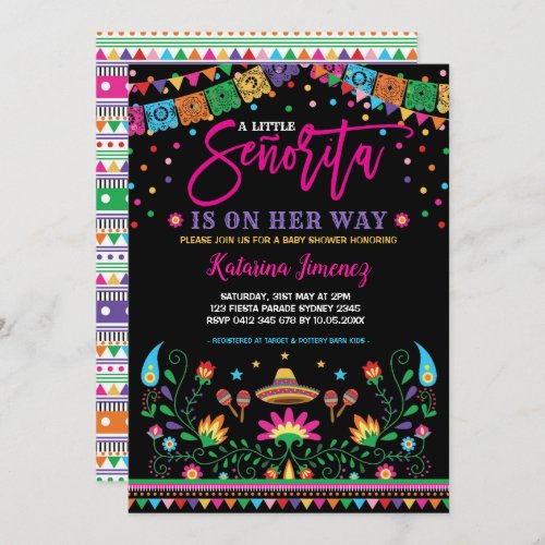 Senorita Fiesta Baby Shower Mexican Floral Invitation
