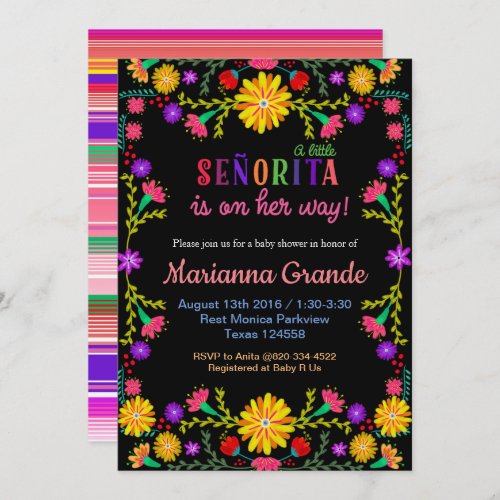 Senorita Fiesta Floral Baby Shower Invitation
