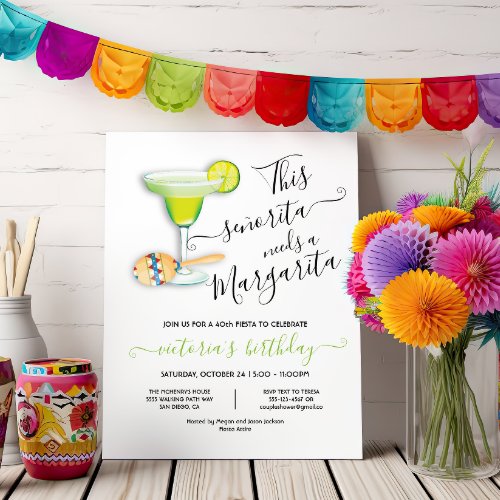 Seorita Margarita Mexican Fiesta Birthday Invitation