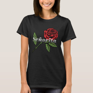 Senorita Spanish Woman Red Rose Womens T-Shirt