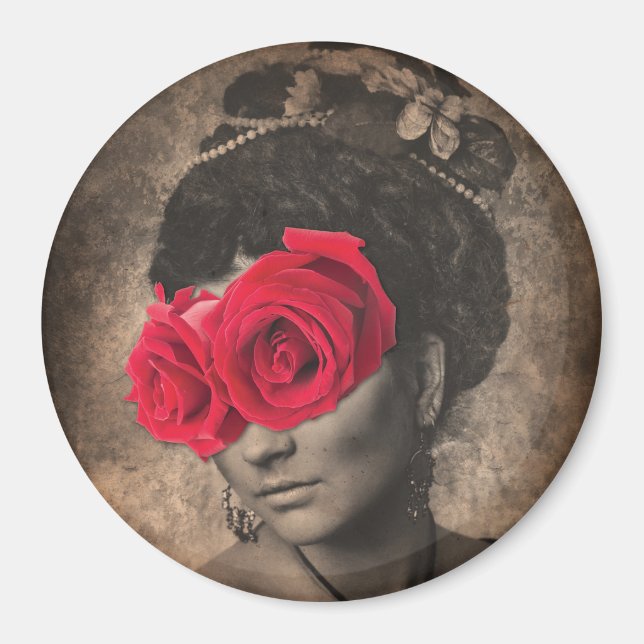 Senorita with Rose Covered Eyes Magnet (Front)