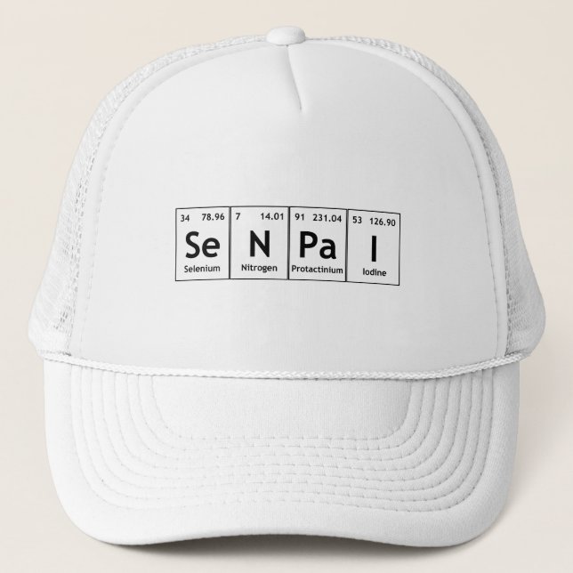 SeNPaI Periodic Table Element Word Chemistry Atoms Trucker Hat (Front)