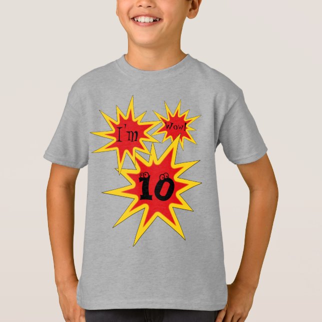 Sensational 10th Birthday Starburst Celebration T-Shirt (Front)