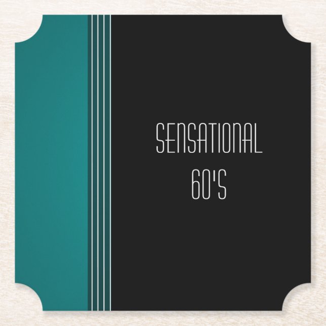"Sensational 60's" Customizable Paper Coaster (Front)