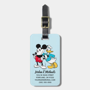 Fashion Minnie And Donald Duck Soft Leather Luggage Tags With Privacy Cover 1-4 Pcs Choose Suit For Travel,Vacation 