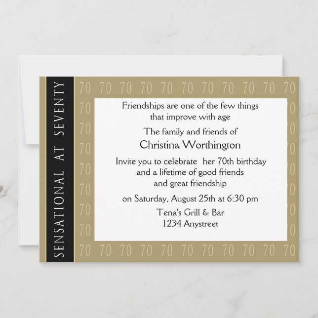Sensational At 70 Party Invitation (Front)