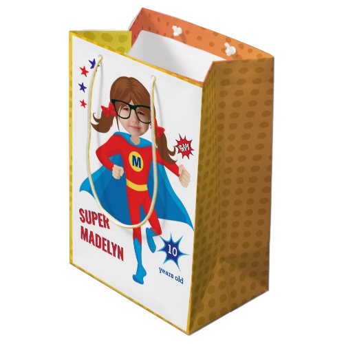 Sensational Girl Superhero Birthday Colorful Value Medium Gift Bag