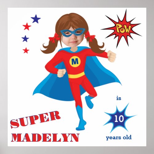 Sensational Girl Superhero Birthday Fantastic Poster