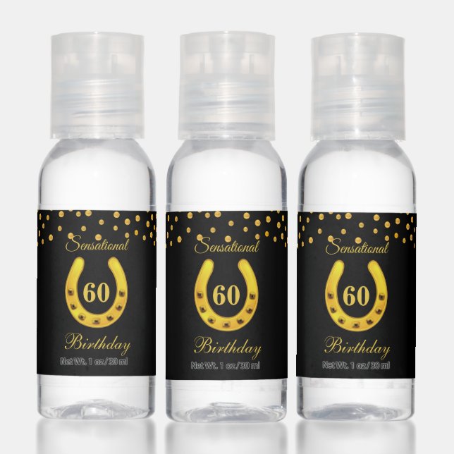 Sensational Golden Sixty Birthday Thank You Favor Hand Sanitizer (Set)
