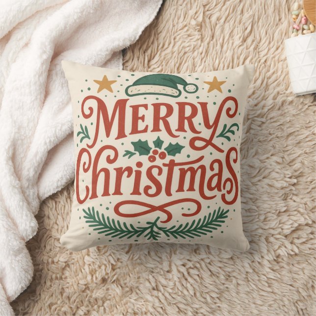 Sensational Merry Christmas typography Throw Pillow (Blanket)