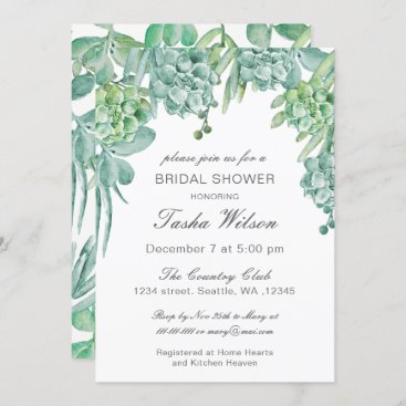 Sensational Succulents Bridal Shower Invitations