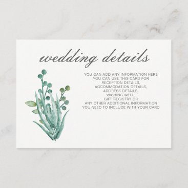 Sensational Succulents Wedding Details Enclosure Card