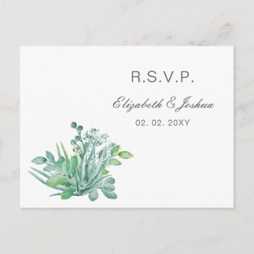 Sensational Succulents Wedding RSVP Invitation Postcard