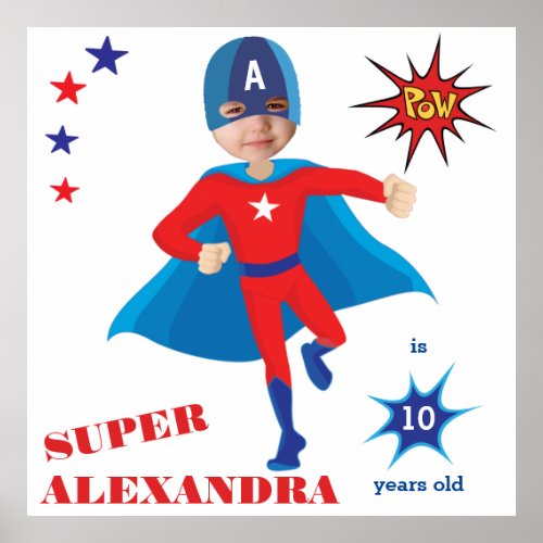 Sensational USA Superhero Girl Birthday Fantastic  Poster