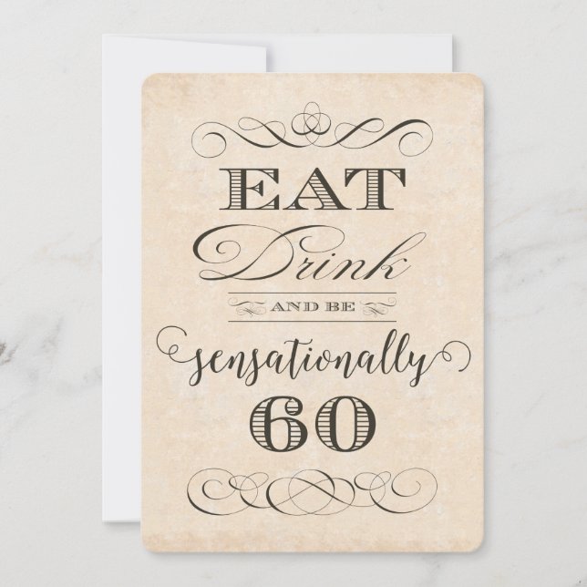 Sensationally 60 Birthday Dinner Party Invitation (Front)