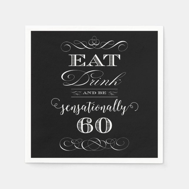 Sensationally 60 Birthday Party Gift Paper Napkins (Front)