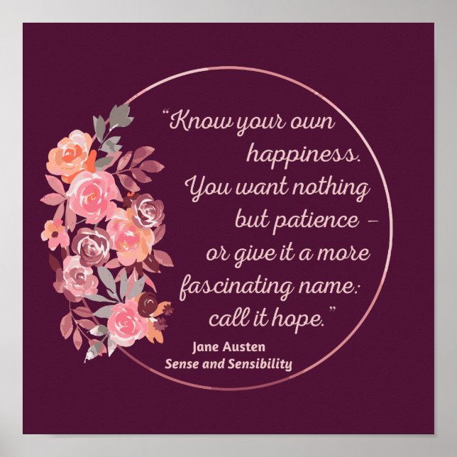 Sense And Sensibility Quote I - Cute Style Poster (Front)
