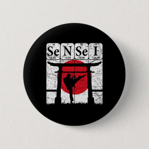Sensei Periodic Table Elements Martial Arts Japane Button