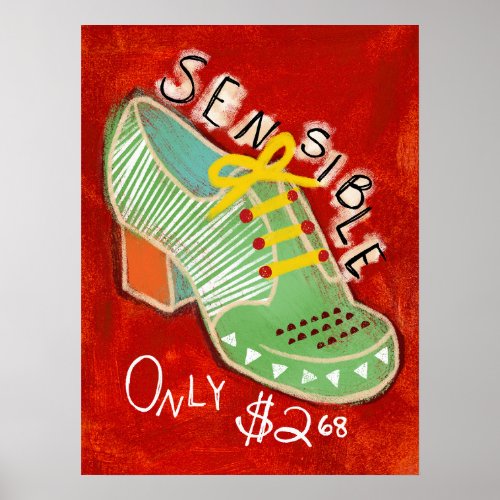 Sensible Oxford Shoes Poster Wall Art Fun Fashion