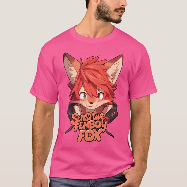 Sensitive Femboy Fox Furry Fandom Artist Merch T-Shirt (Front)