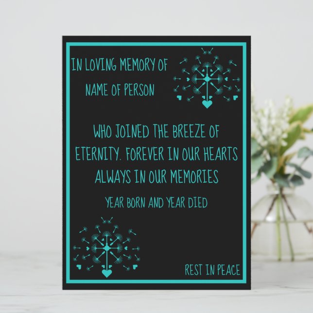 Sensitive In Loving Memory Card (Standing Front)