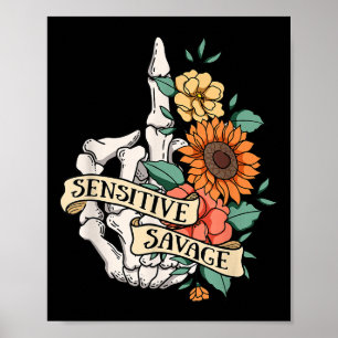 Sensitive Savage Flower Skeleton Dead Inside Motiv Poster