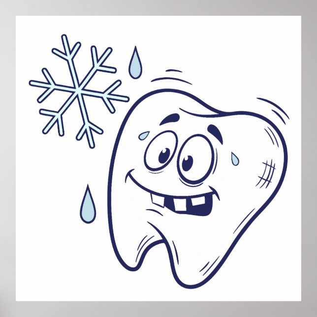 Sensitive Tooth Cartoon – Cold Tooth Pain Poster (Front)