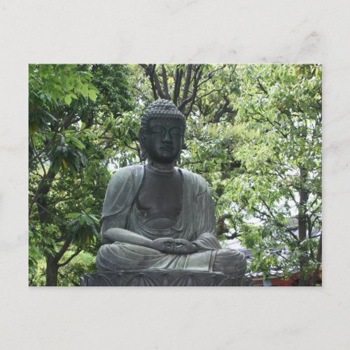 sensō_ji buddha green postcard
