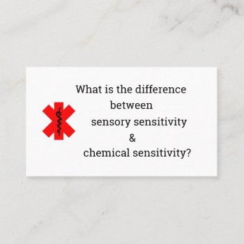Sensory Or Chemical Sensitivity Business Card by LLChemis_Creations at Zazzle