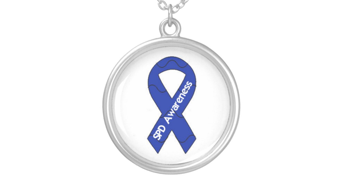 Sensory Processing Disorder Awareness Ribbon Penda Silver Plated