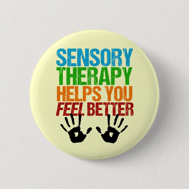 Sensory Therapy Handprints Occupational Therapist Pinback Button (Front)