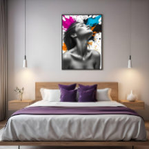 Sensual Girl Monochrome Portrait with Color Splash