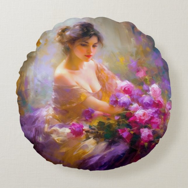 Sensual Portrait Round Pillow (Front)