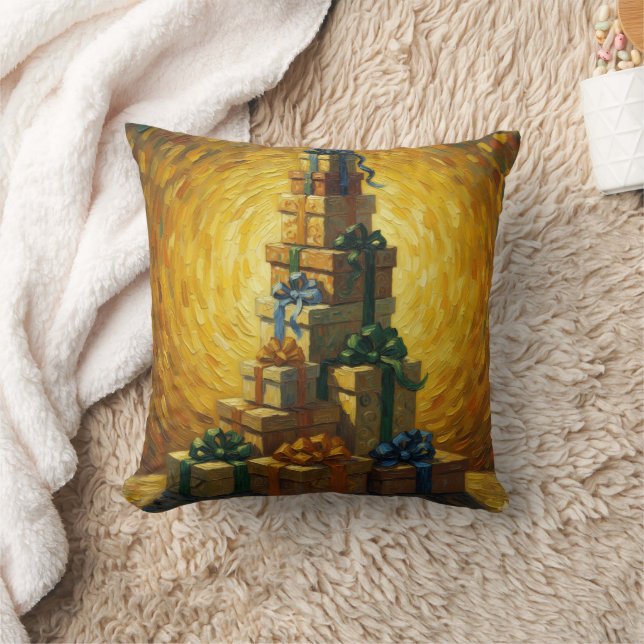Sensual Van Gogh-esque Christmas line Throw Pillow (Blanket)