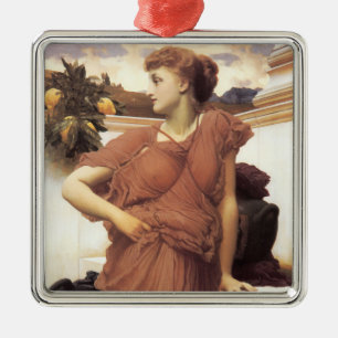 Sensually Beautiful Woman at the Fountain Metal Ornament