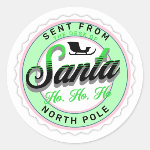 Sent from the Desk of Santa Stamp  Classic Round Sticker