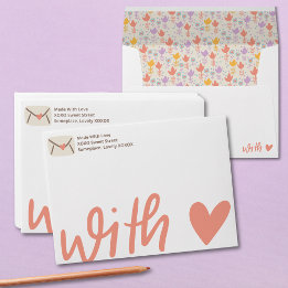 Sent With Love Modern Casual Pink and Brown Envelope