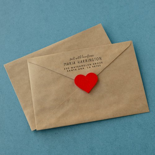 Sent With Love Modern Name_Surname Return Address Rubber Stamp