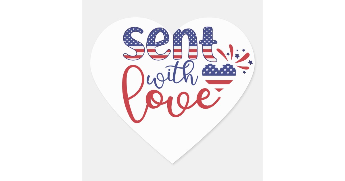 Sent With Love Patriotic Stickers | Zazzle