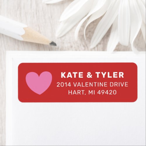 Sent With Love Red Pink Heart Return Address Label