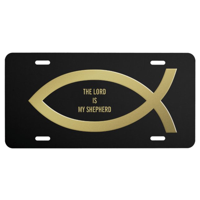 Sentence THE LORD IS MY SHEPHERD | Christian Fish License Plate (Front)