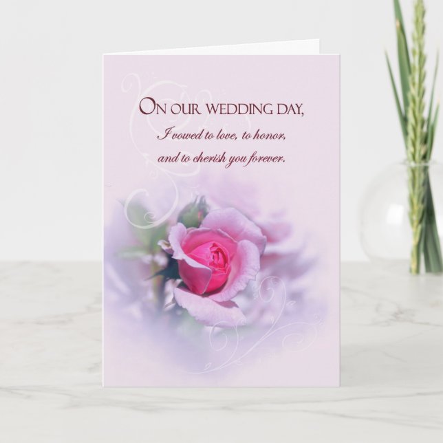 Sentimental Anniversary Wedding Vows With Rose Card (Front)