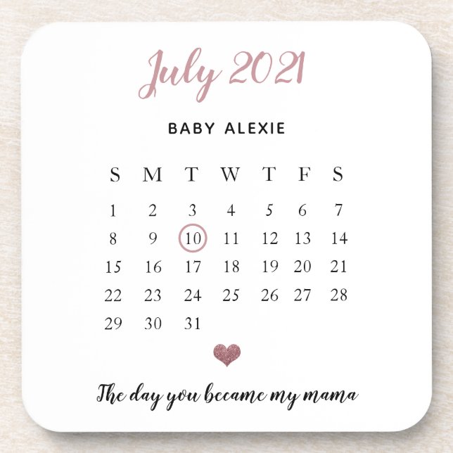 sentimental baby announcement cute heart glitter   beverage coaster (Front)