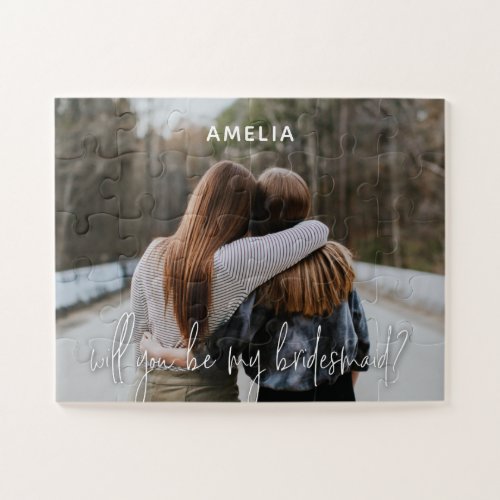 Sentimental bridesmaid proposal custom photo jigsaw puzzle