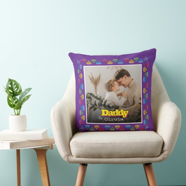 Sentimental Dad Gift – Custom Family Picture Gift Throw Pillow (Chair)