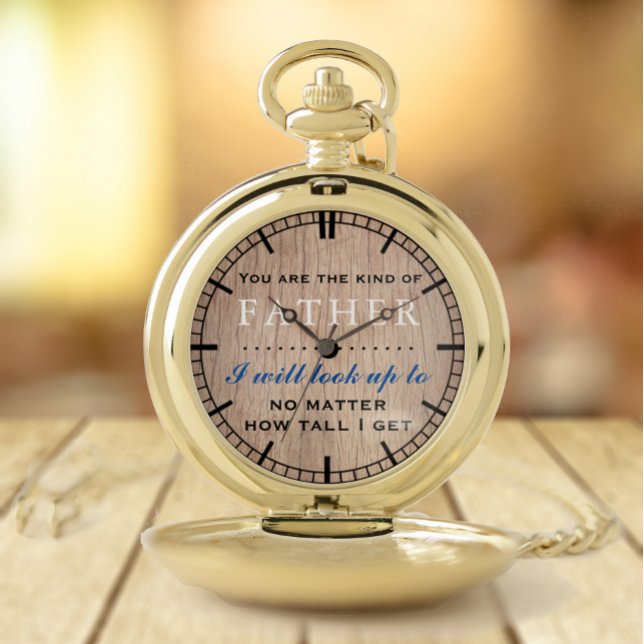 Sentimental Father's Birthday Gift Pocket Watch (Dad's birthday or Father's Day pocket watch in gold with sentimental quote)