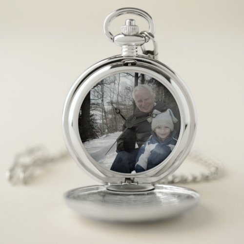 Sentimental Grandfather Personalized Photo Pocket Watch